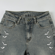 flowers - low rise jeans