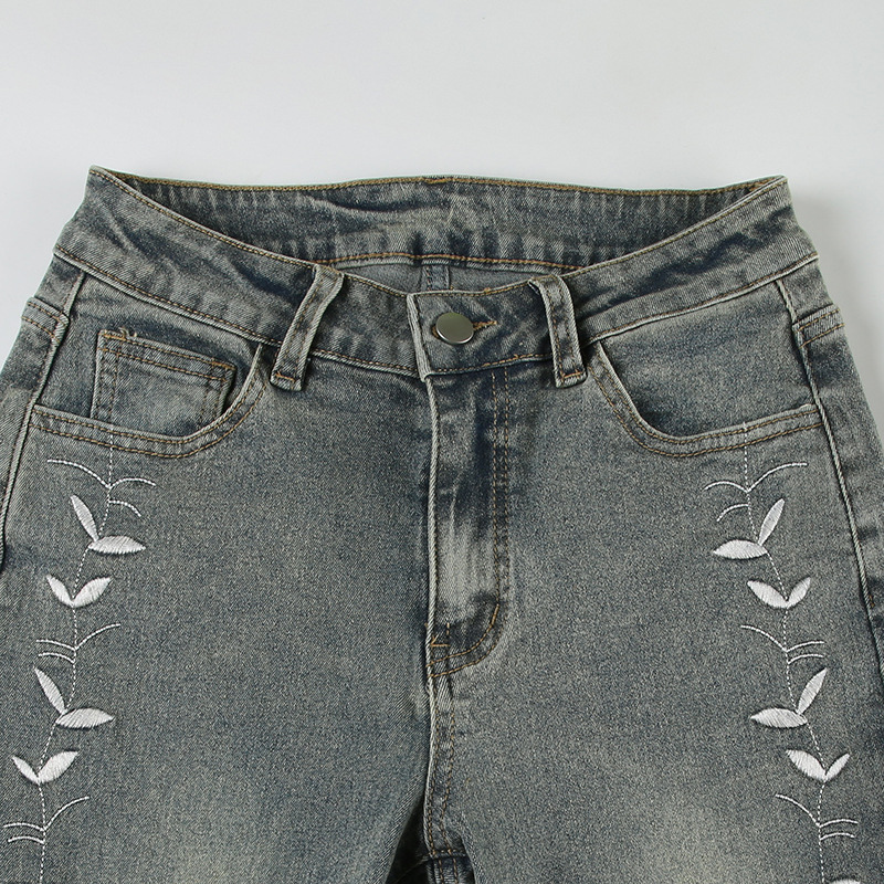 flowers - low rise jeans