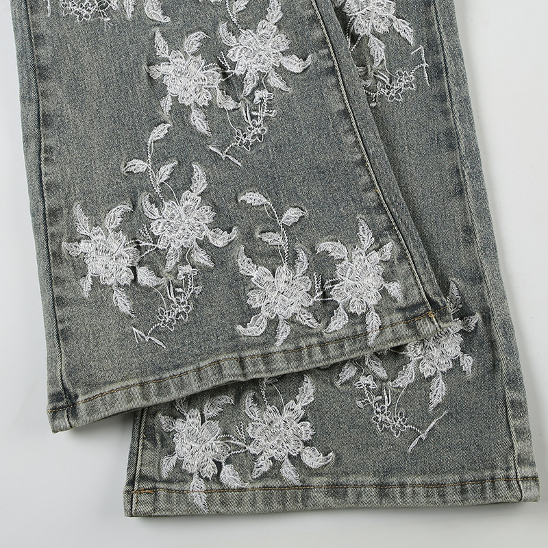 flowers - low rise jeans