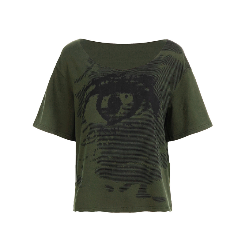 off-shoulder eye - oversized tee