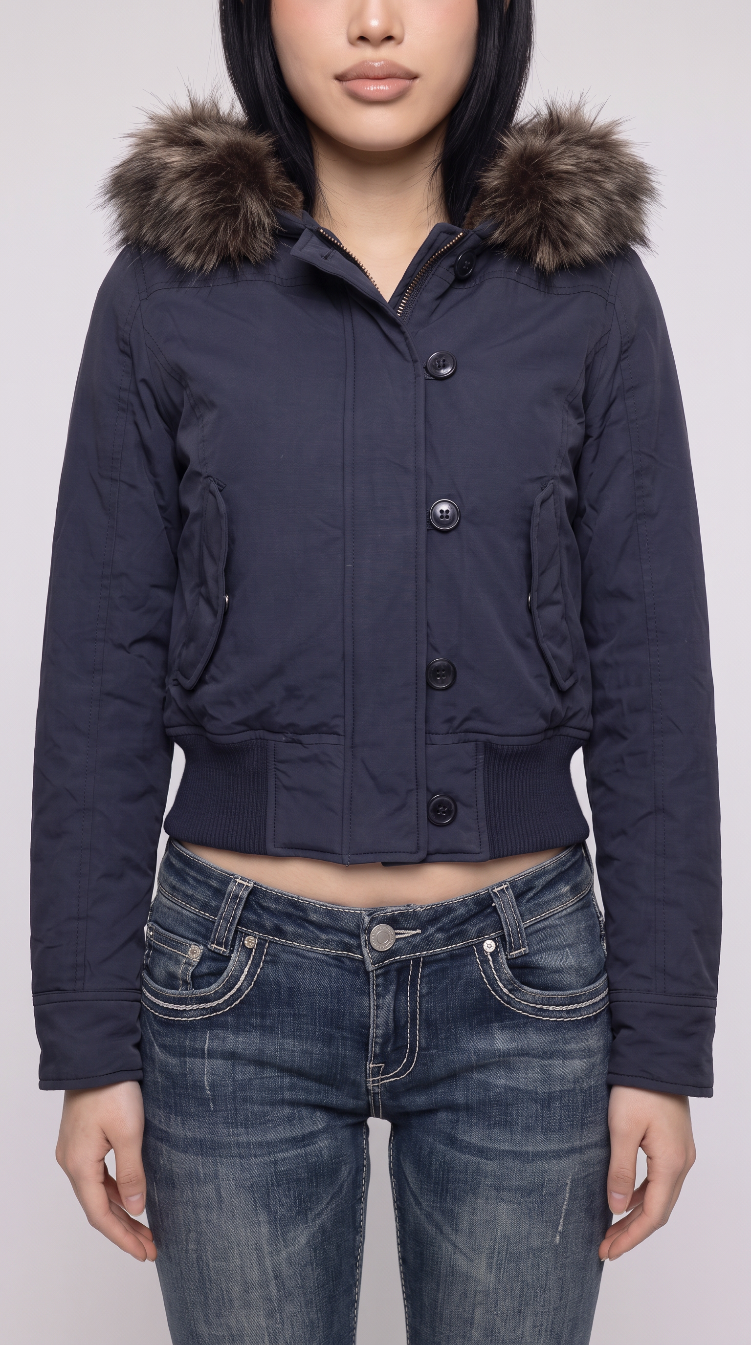 Fur Collar Cropped Jacket