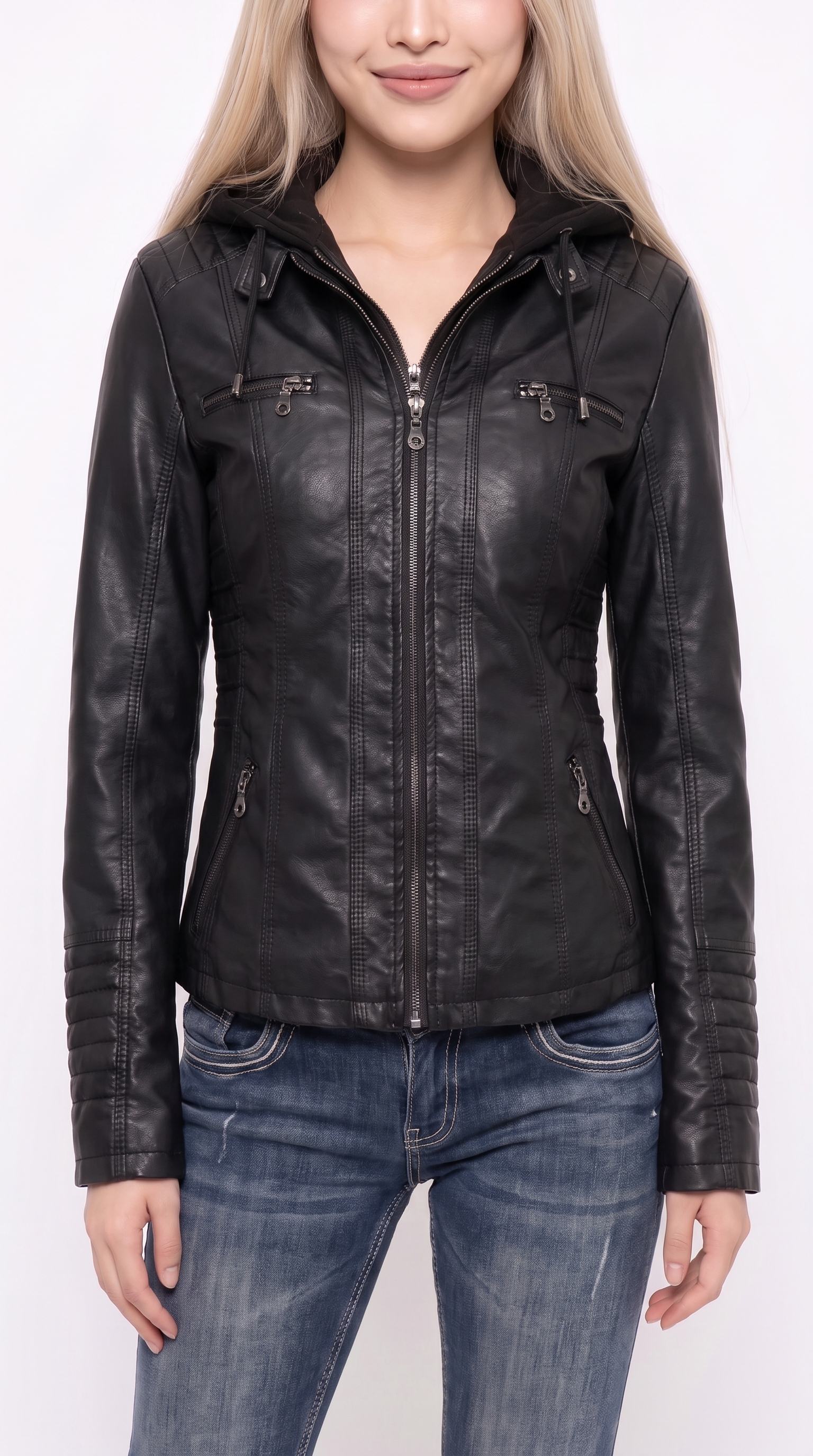Leather Hooded Jacket