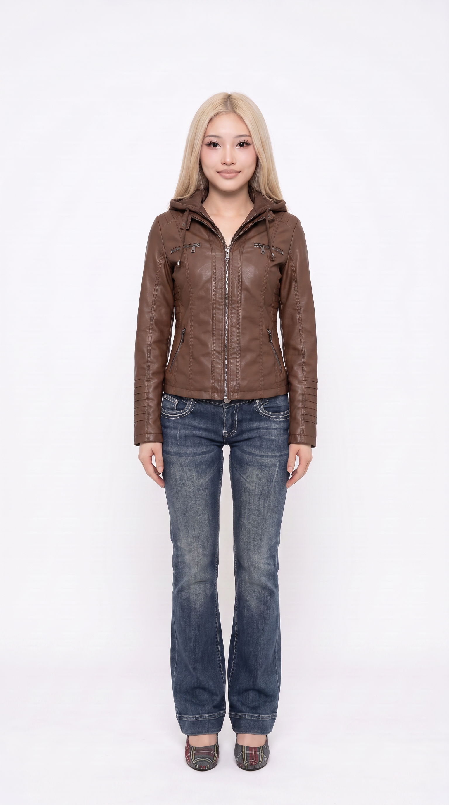 Leather Hooded Jacket