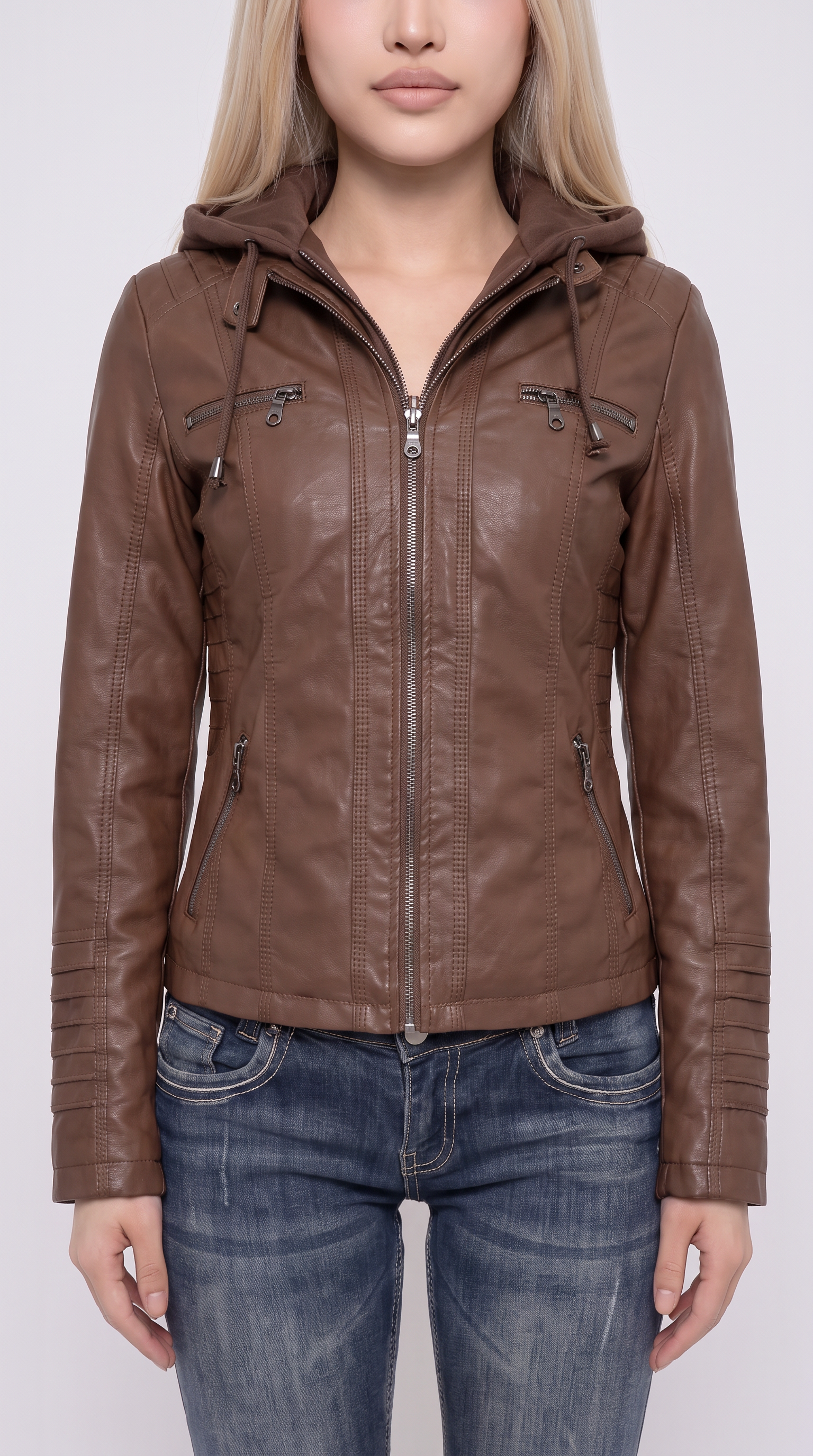 Leather Hooded Jacket
