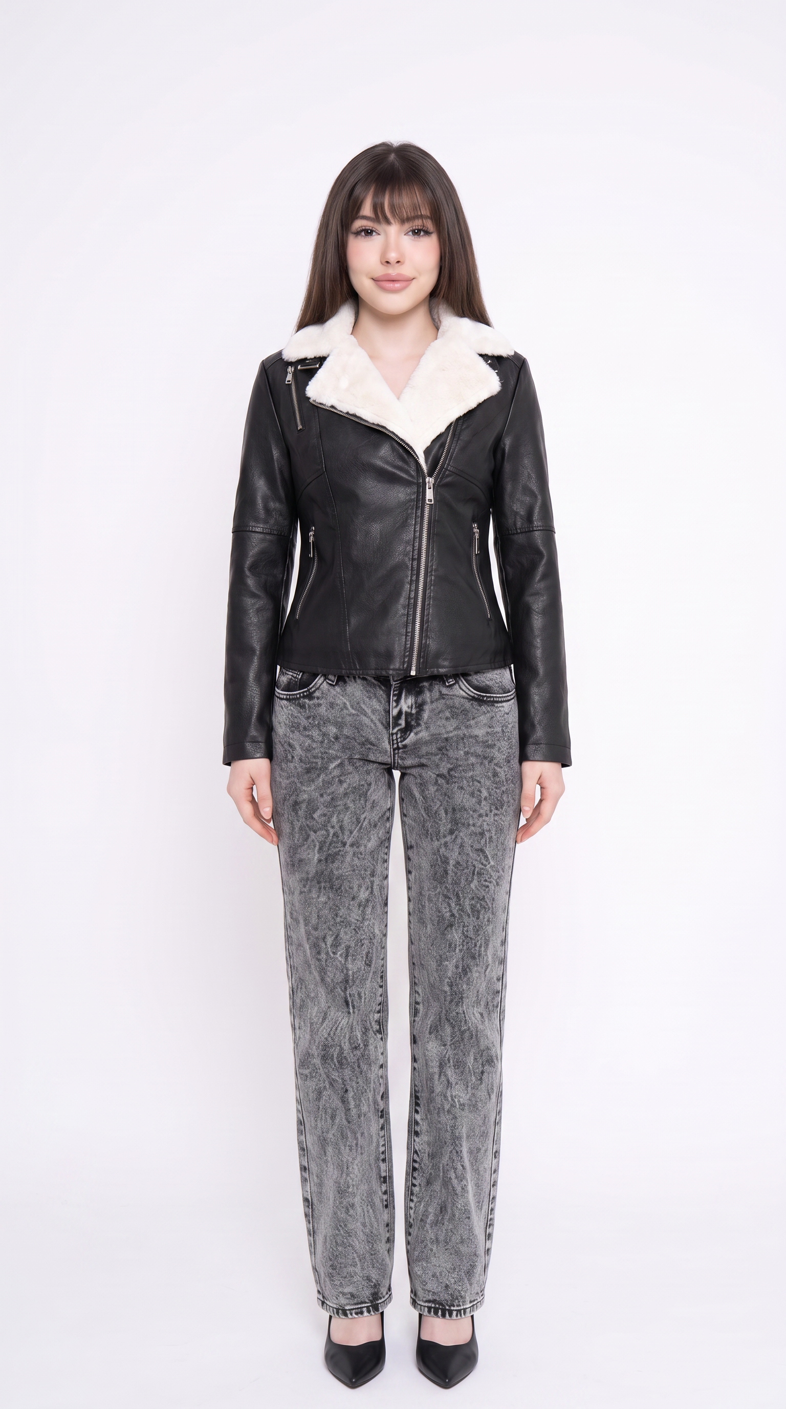 Fur Collar Leather Jacket