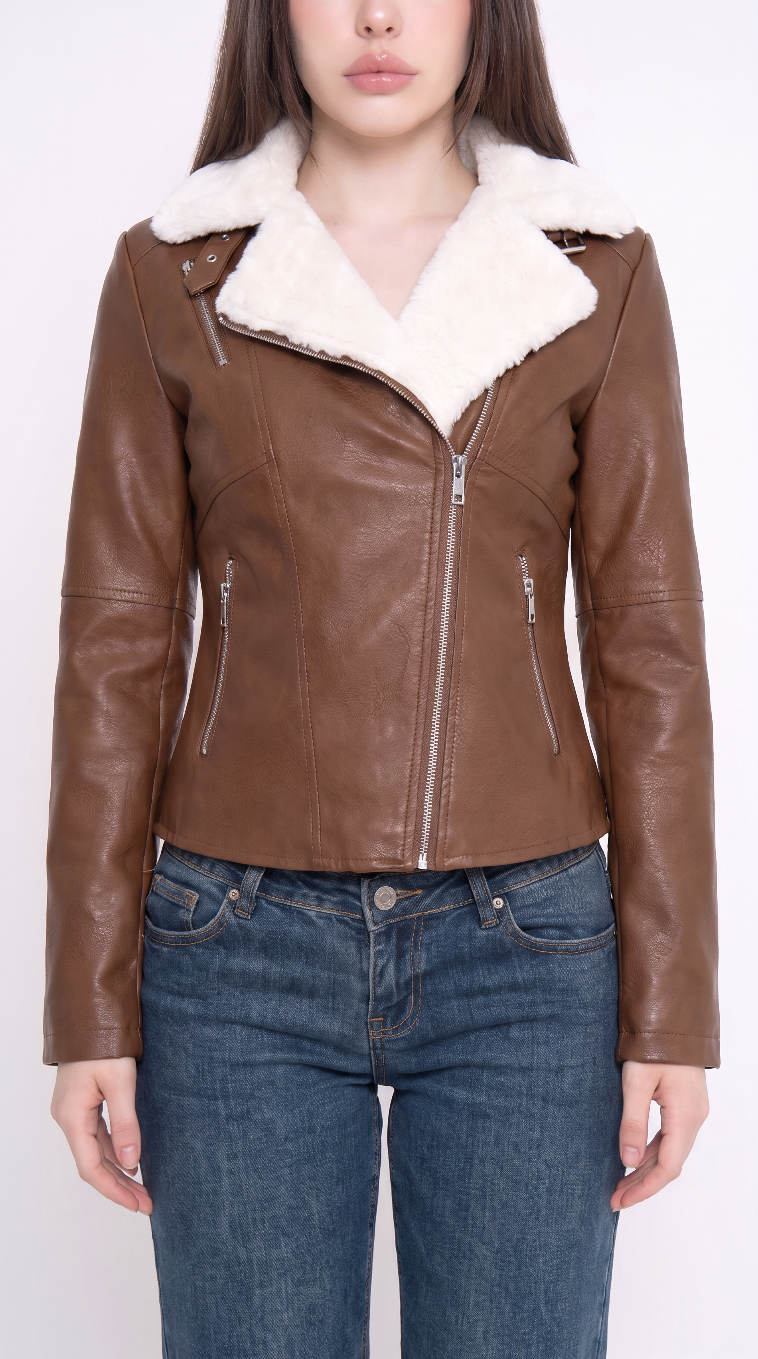 Fur Collar Leather Jacket