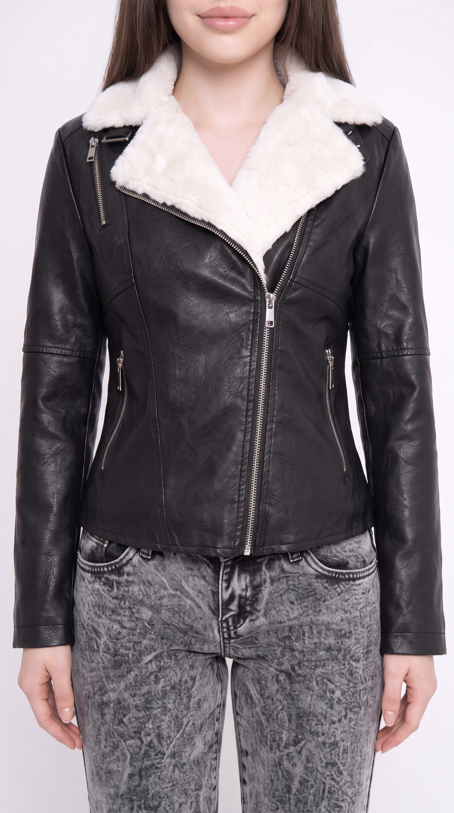 Fur Collar Leather Jacket